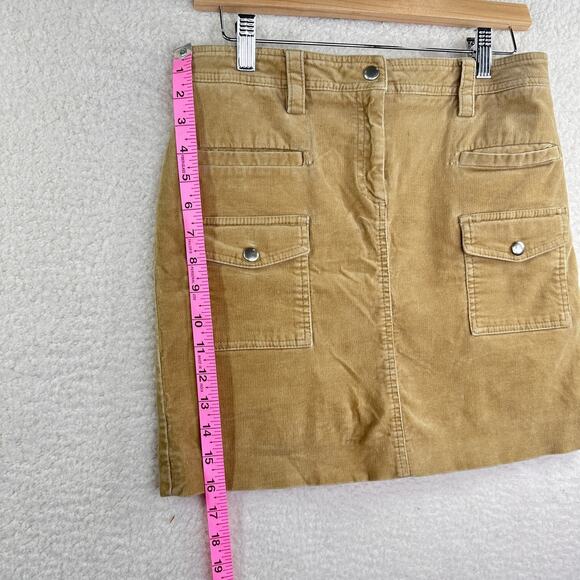 J Crew Skirt Womens 4 Tan Corduroy Utility Pockets Cargo Mini Casual Stretch - Picture 2 of 7